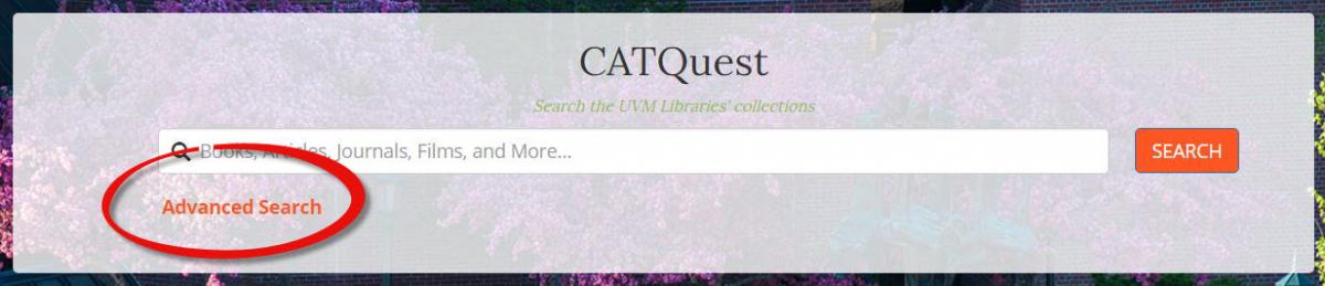 Select Advanced Search in the CATQuest search box