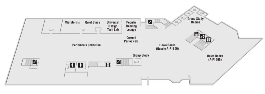 Floor Plan of Second Floor, Bailey/Howe Library