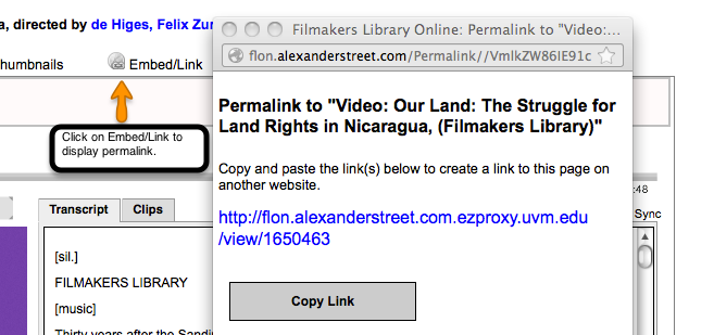 Stable URL at Filmaker's Library Online