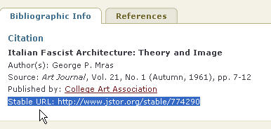 Example of a stable URL in JSTOR
