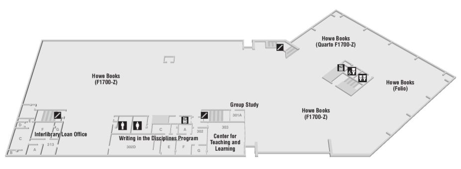 Floor Plan of Third Floor, Bailey/Howe Library